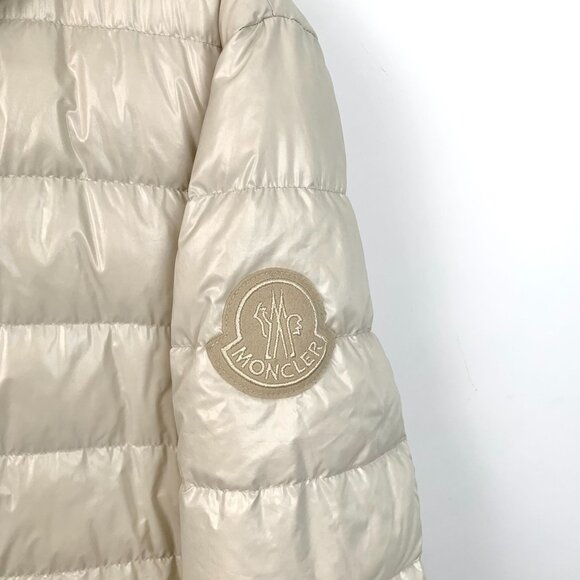 Moncler Haffner Beige Lamb Wool & Down Hooded Jacket 5 XL Double-Face Zippered P - Picture 5 of 15
